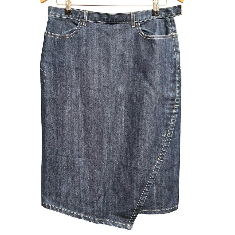 FAÇONNABLE Asymmetrical Denim Pencil Skirt